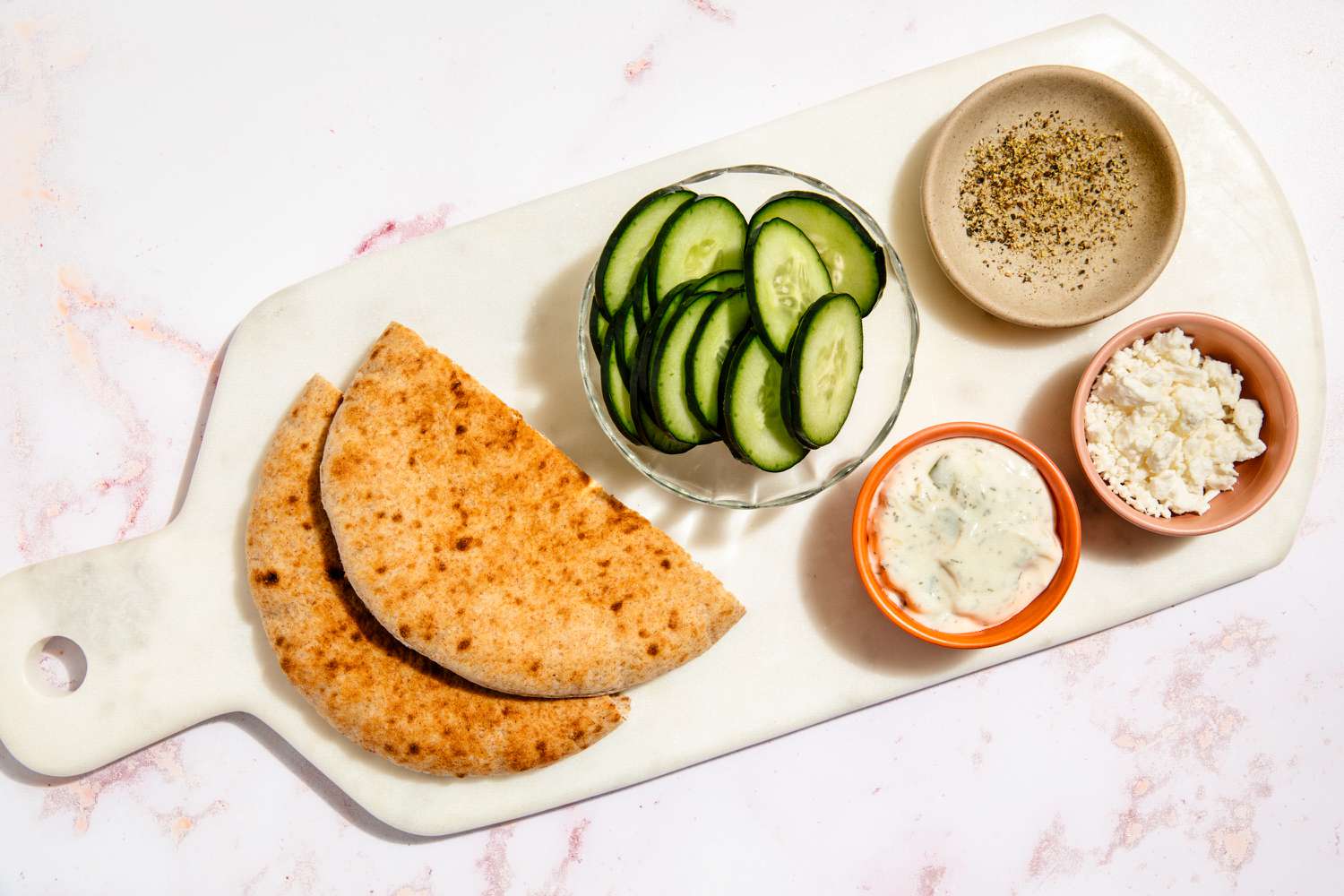 Ingredients to make a cucumber sandwich