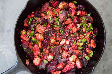 Hash made with corned beef