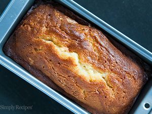 lemon loaf out of the oven