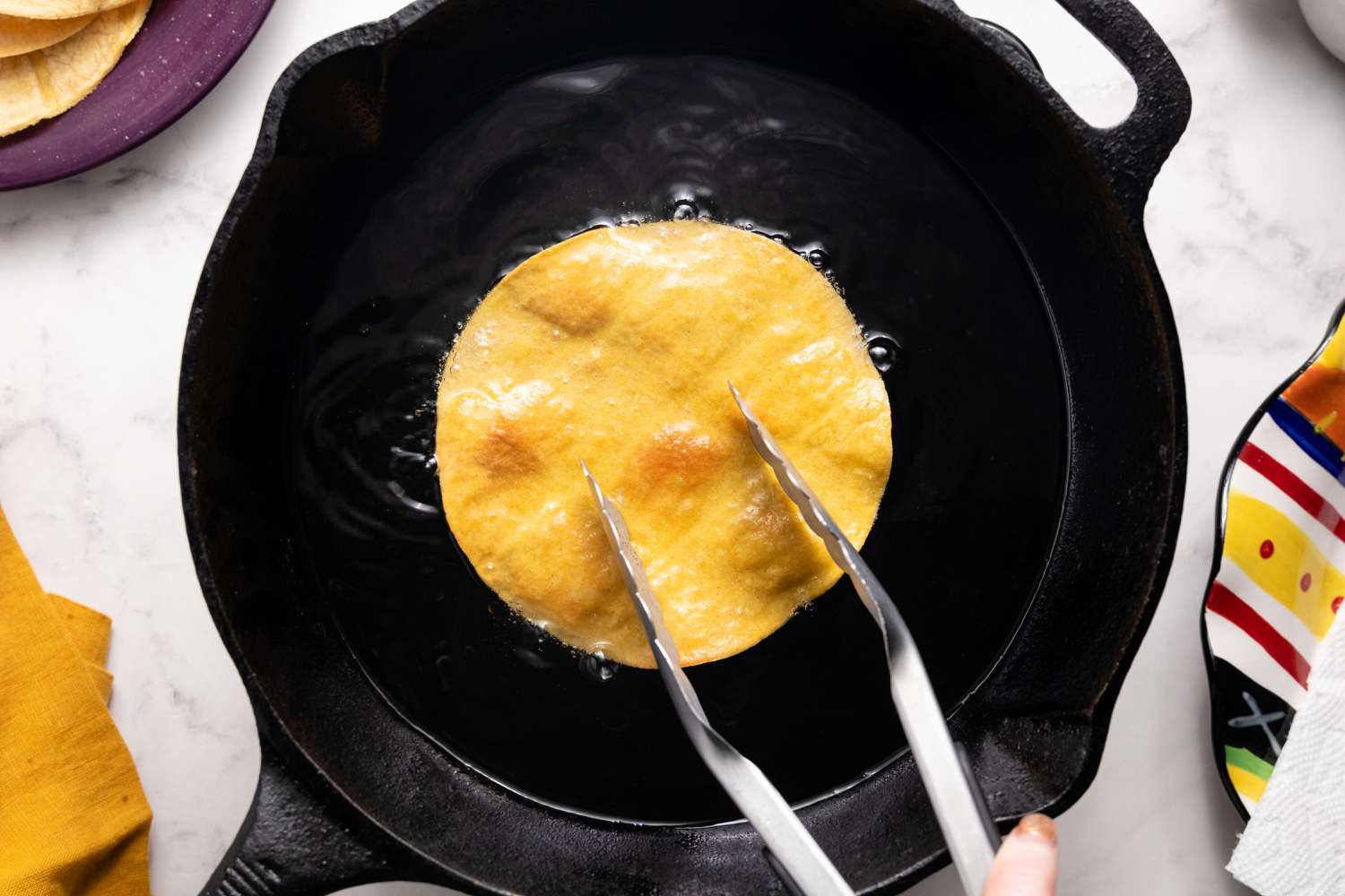 Fry Tortilla for Mexican Tostadas