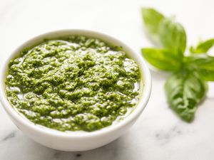 Basil Pesto Sauce in a bowl 