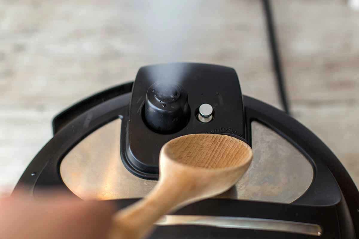 Perform a quick pressure release for the instant pot chicken