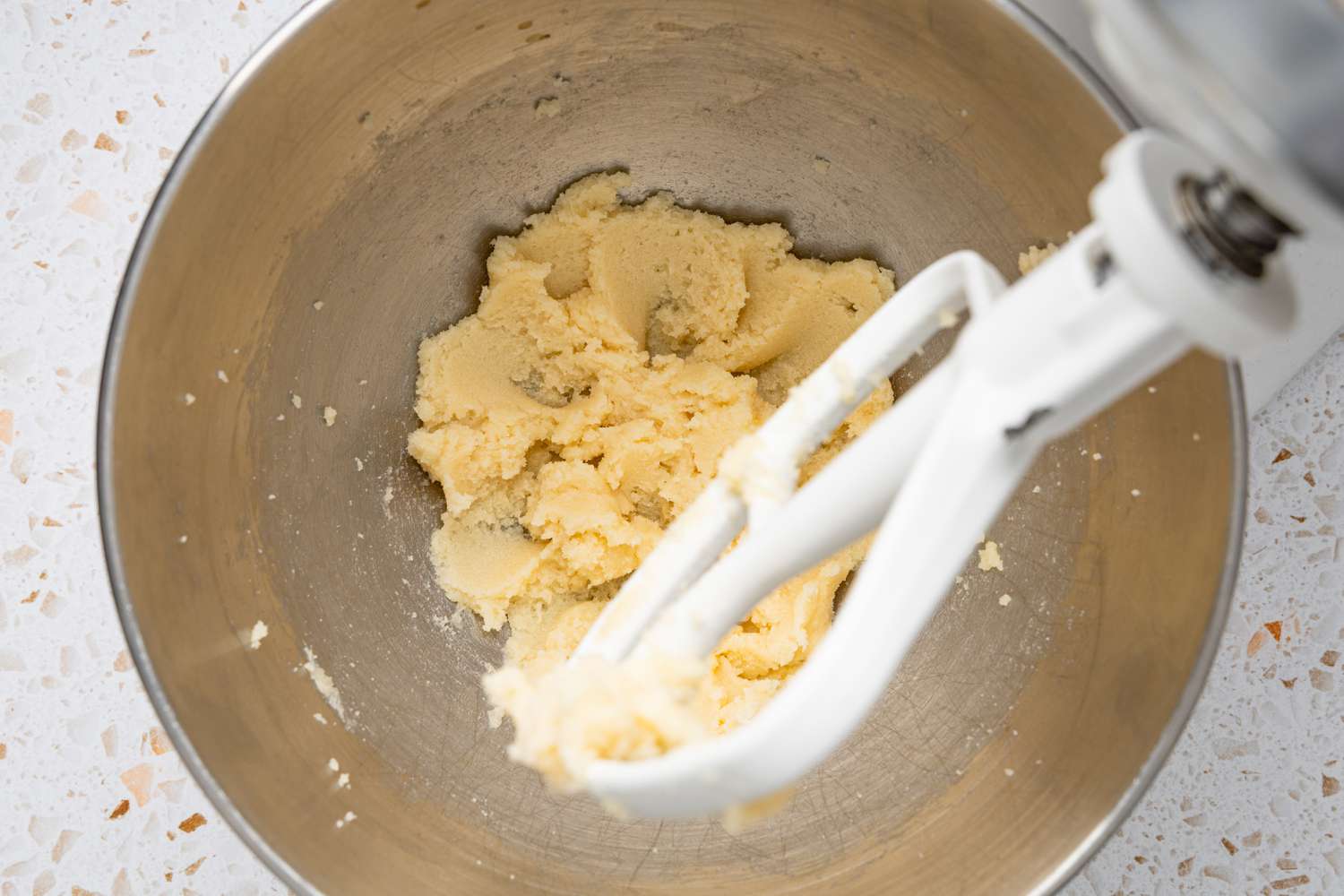 Butter and Sugar Creamed Together in a Stand Mixer for Blueberry Muffin Tops Recipe