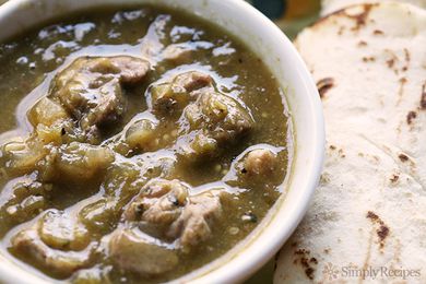 Chile Verde in a white bowl