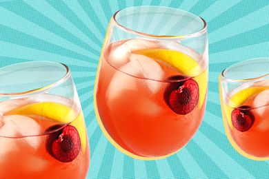 Trader Joe's summer cocktail over a colorful background