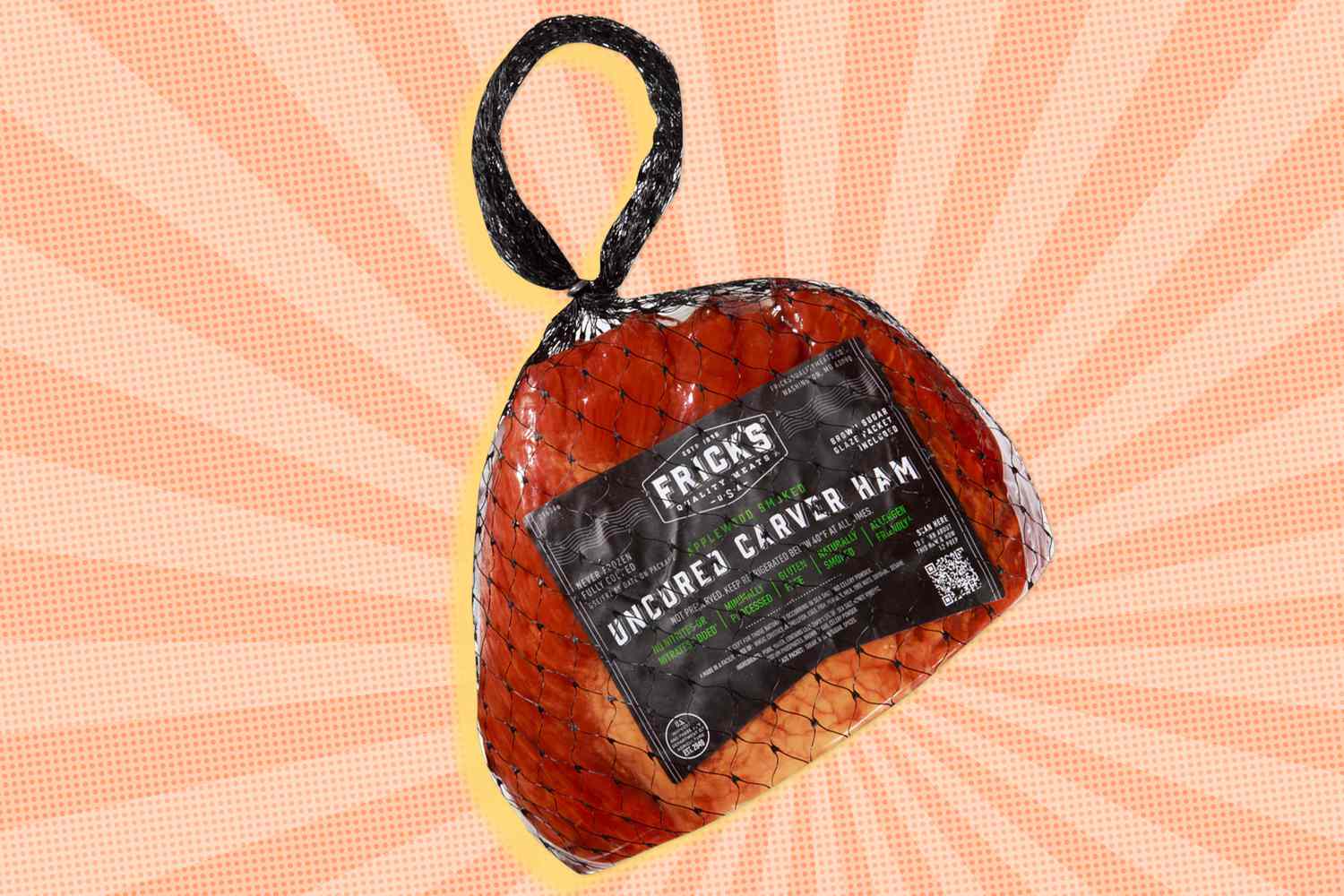Trader Joe's Uncured Carver Ham on an illustrated background