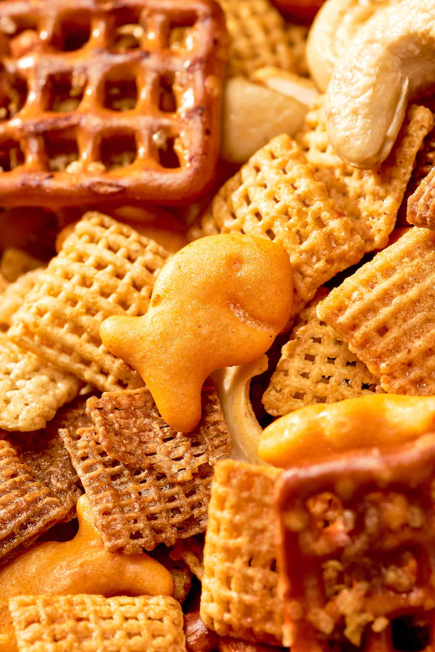 Close-up: sweet and spicy chex mix