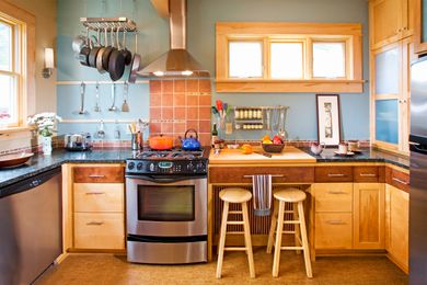 A sunny, lived in kitchen