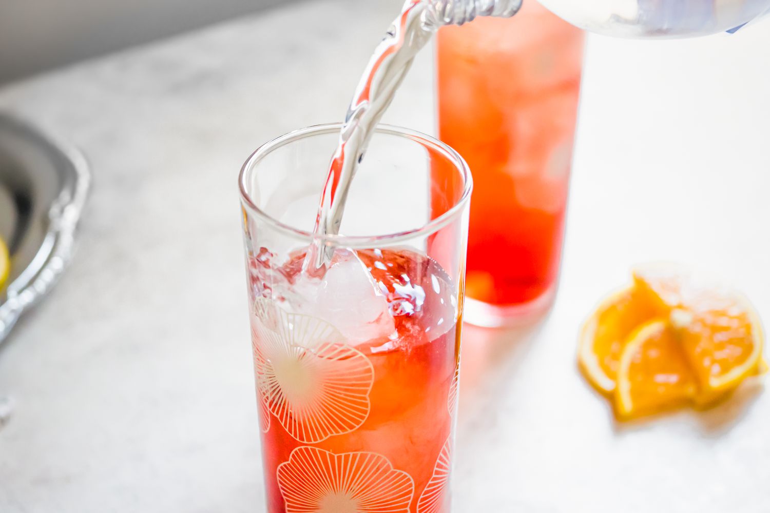 Two Glasses of Americano Cocktail Topped with Club Soda 