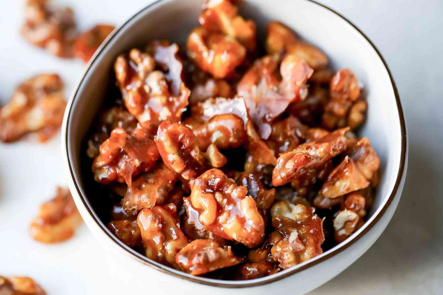 Candied walnuts in a bowl