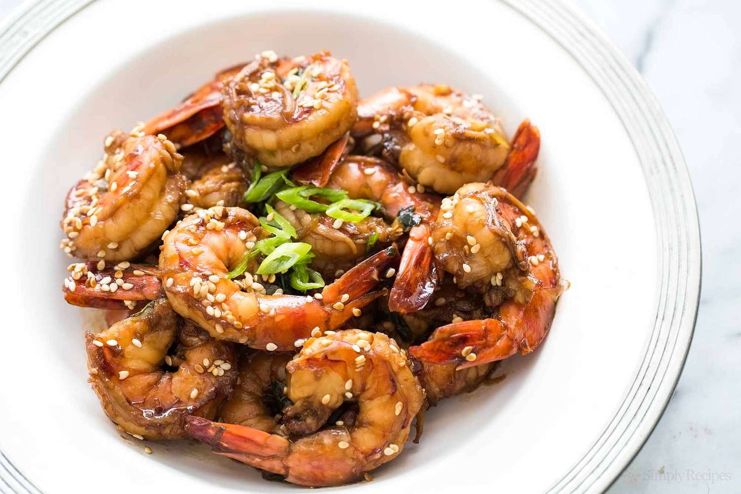 Ginger Garlic Sesame Shrimp in a bowl