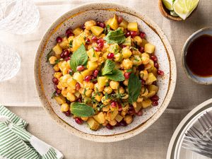 Chana Chaat in serving bowl.