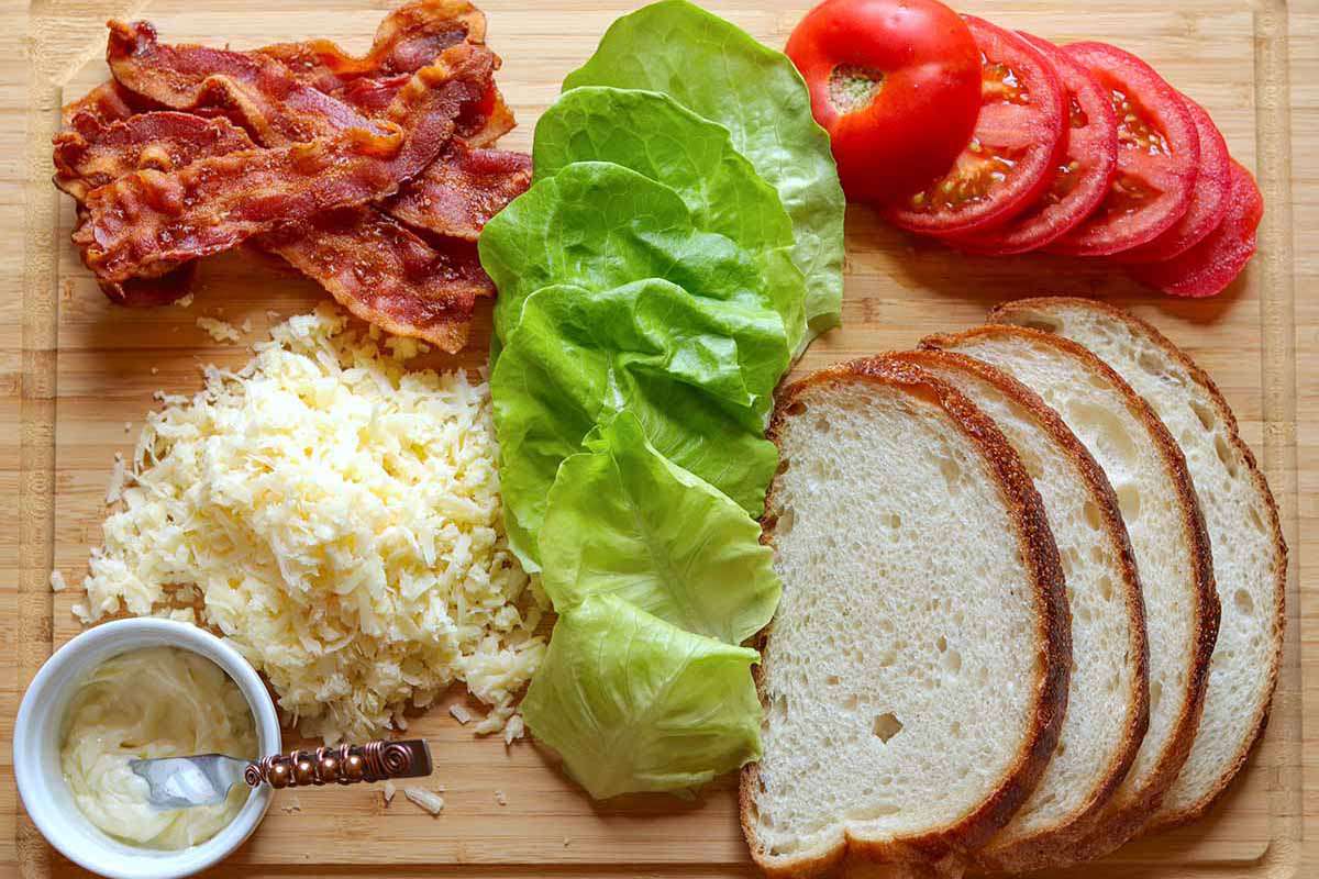 How to make a grilled cheese BLT - a photo of all the ingredients