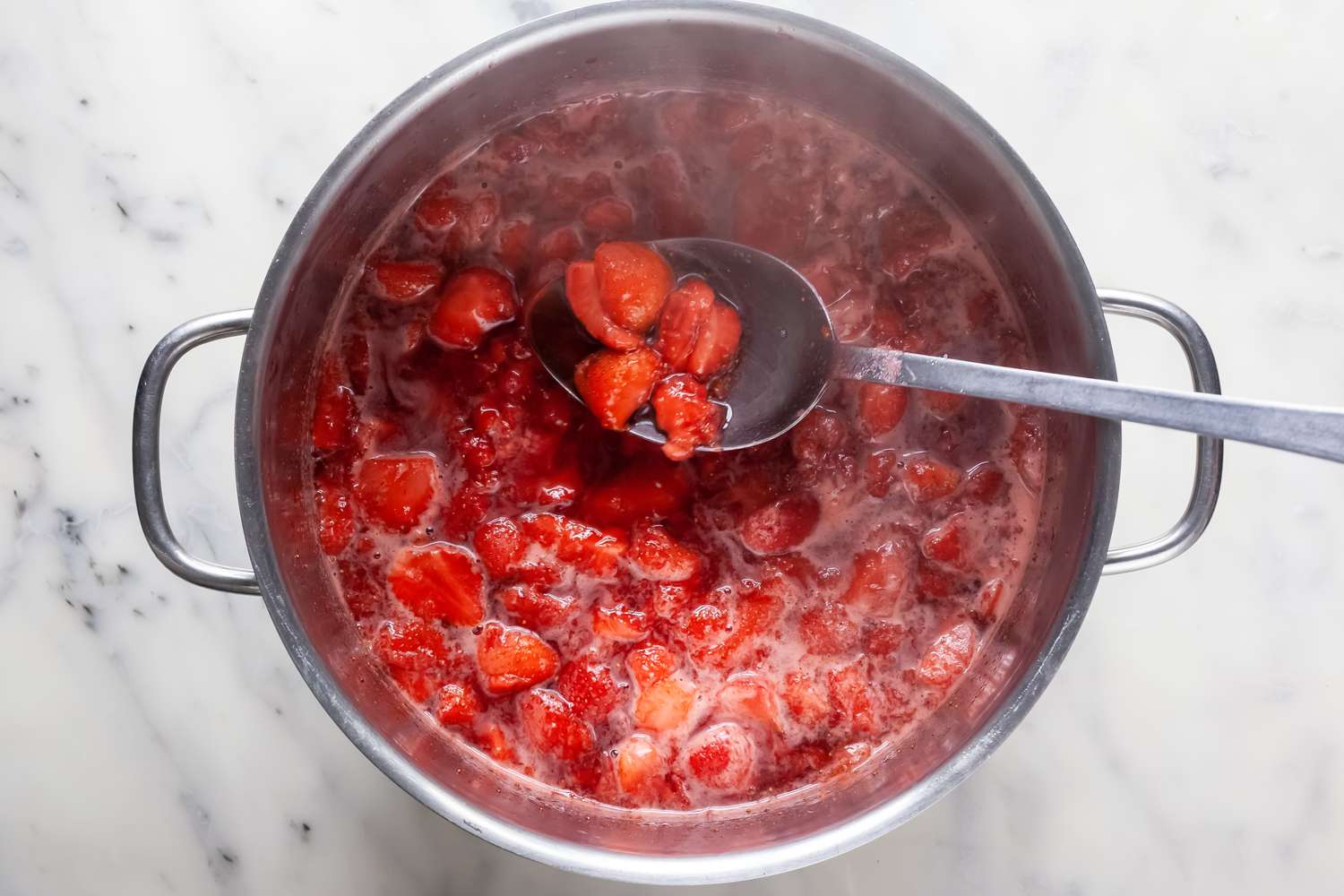 Cook Strawberry Jam Mix in Pot for Canning