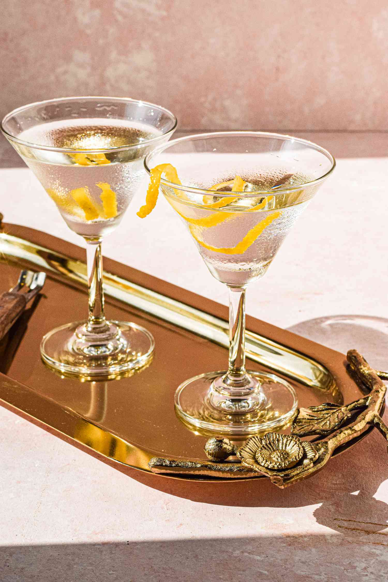 Classic Vodka Martini in a martini glass on a tray