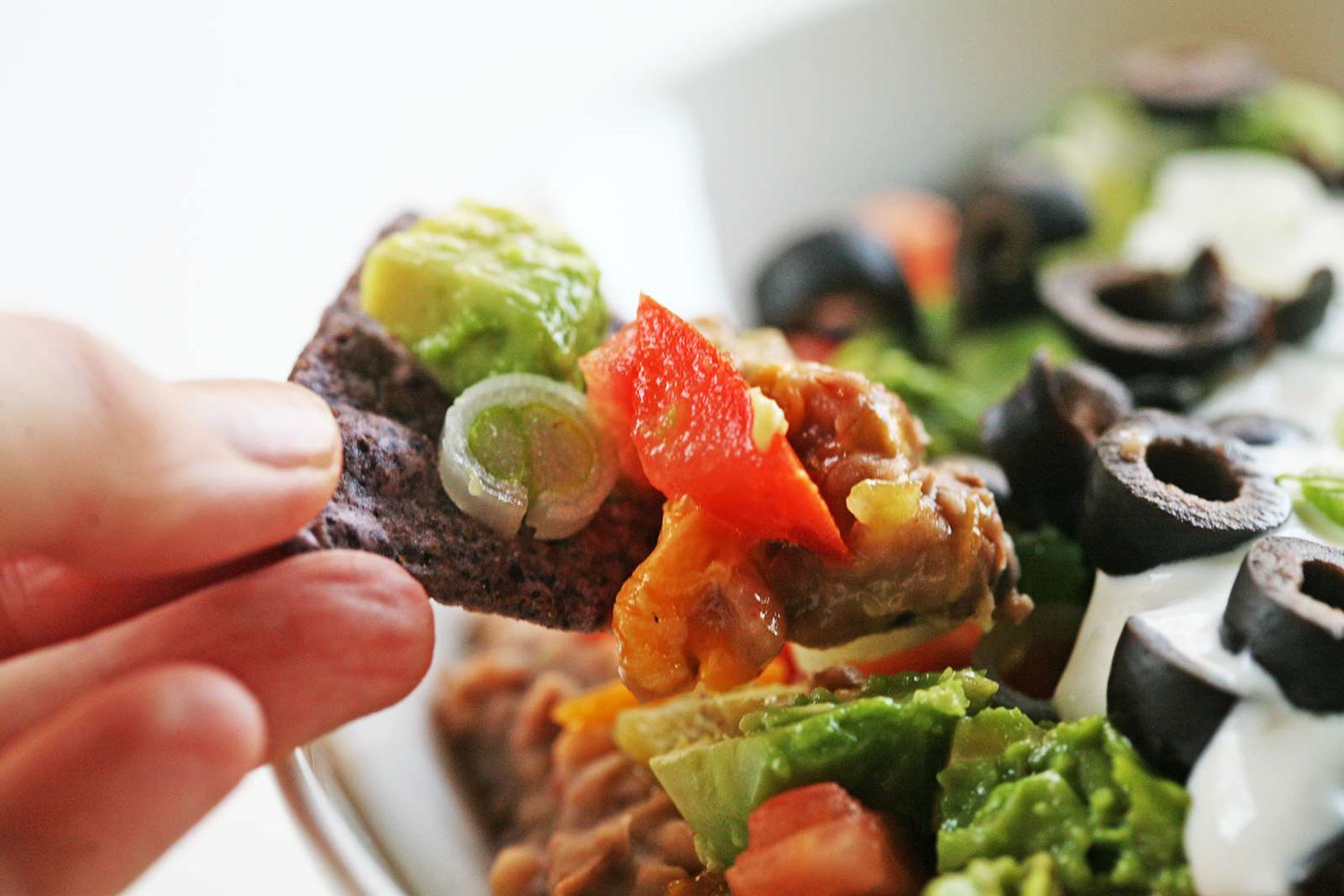 Homemade 7 Layer Bean Dip on Chip