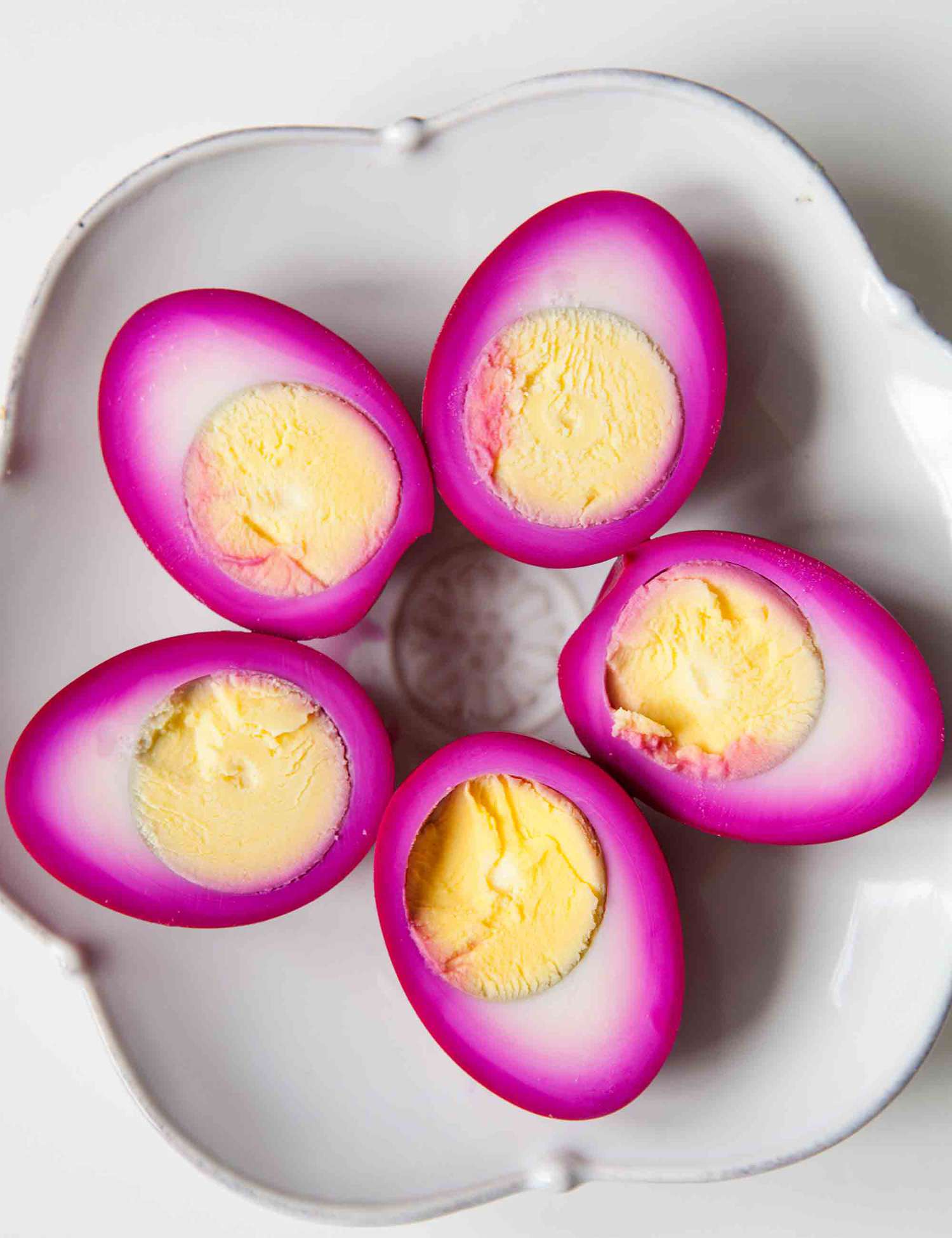 Beautiful Pink Pickled Eggs on Plate
