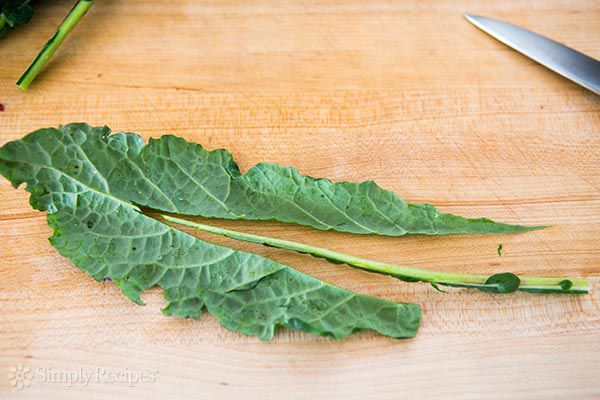 How to cut the rib from a leaf of kale