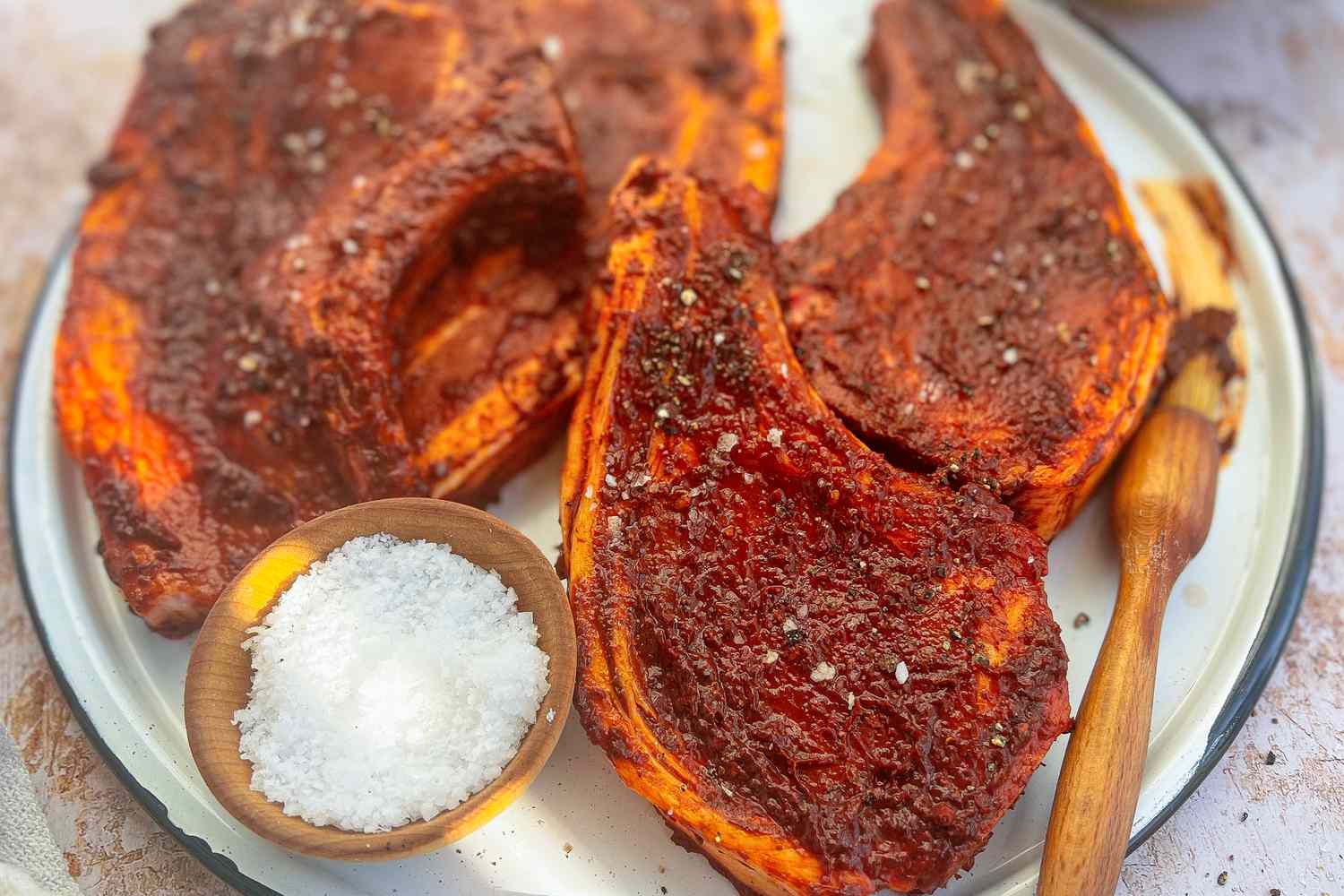 Sauce Covered Grilled Pork Chops with Adobo Paste