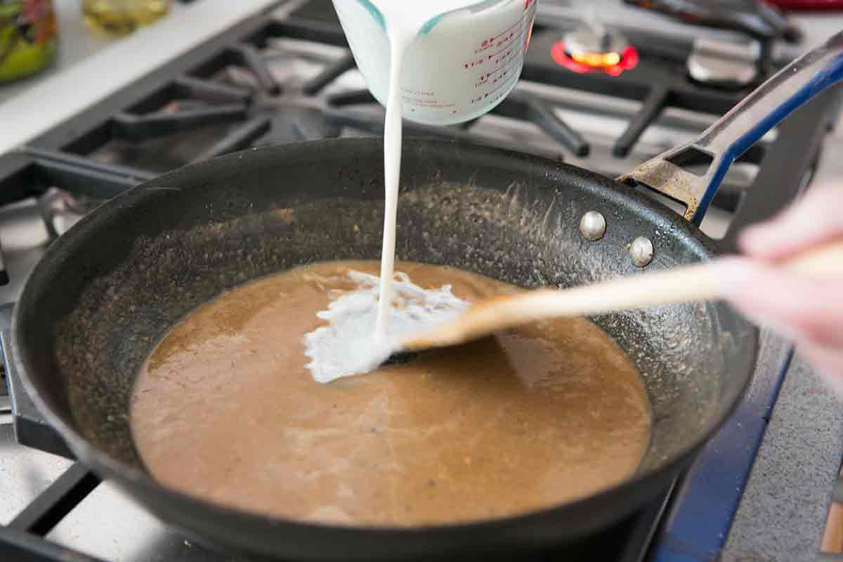 Adding milk to chicken fried steak gravy