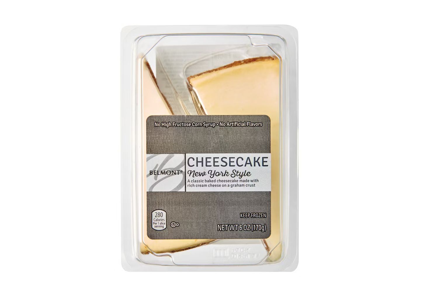 Packaged New York style cheesecake from Aldi, labeled Belmont Cheesecake