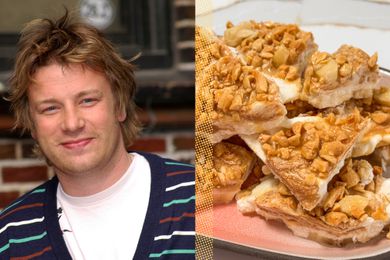 Jamie Oliver next to a plate of homemade treats