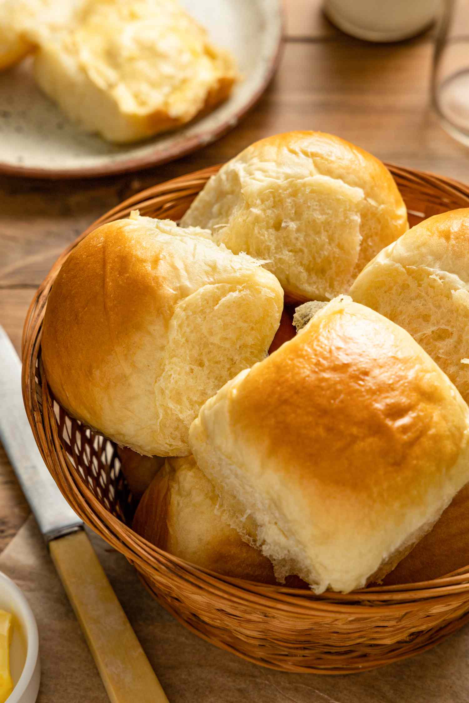 Milk Bread Rolls in a Basket