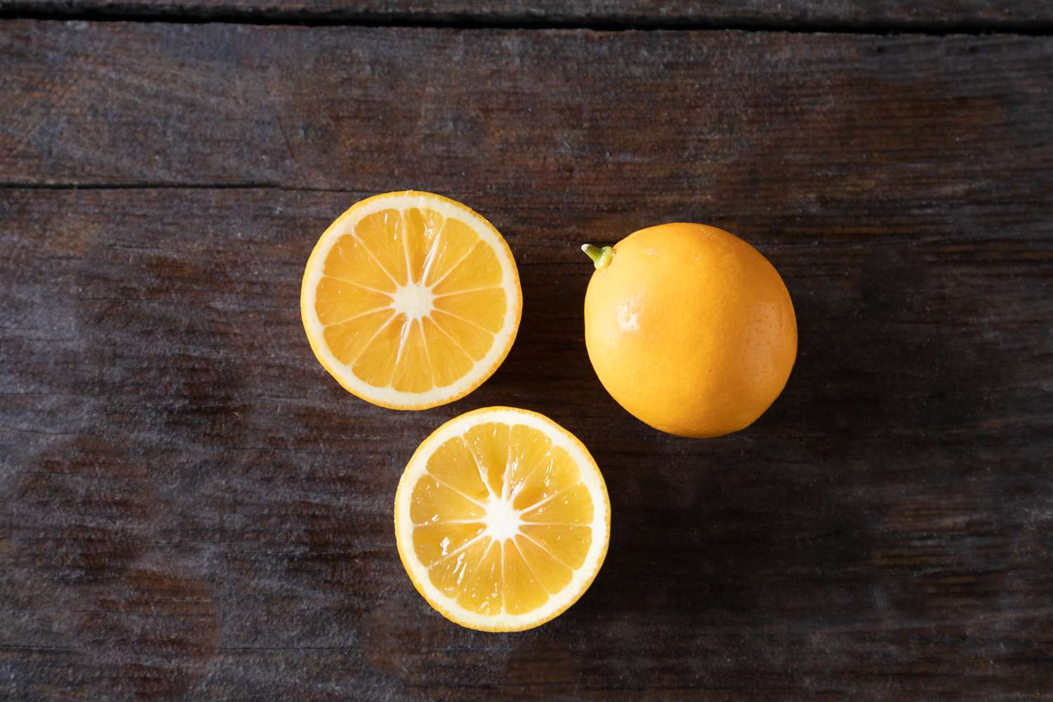 Meyer lemon on dark background