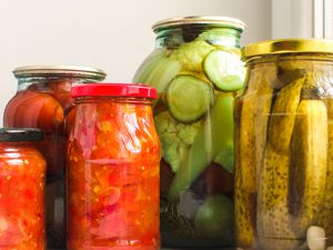 various jars of pickles and pickled veggies