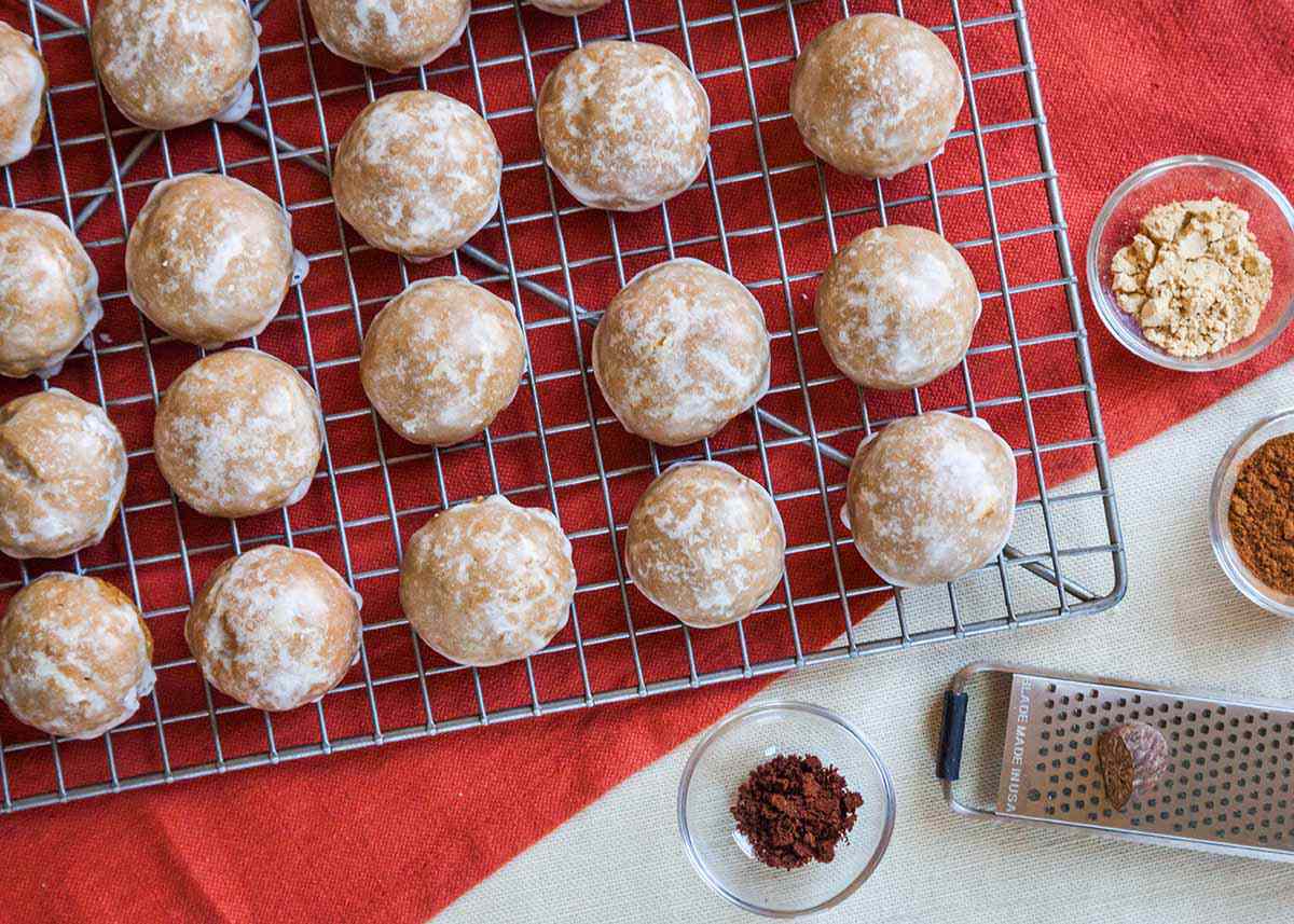 Pfeffernüsse Spice Cookies cool on wire rack