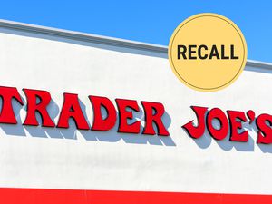 Trader Joe's storefront with a recall stamp