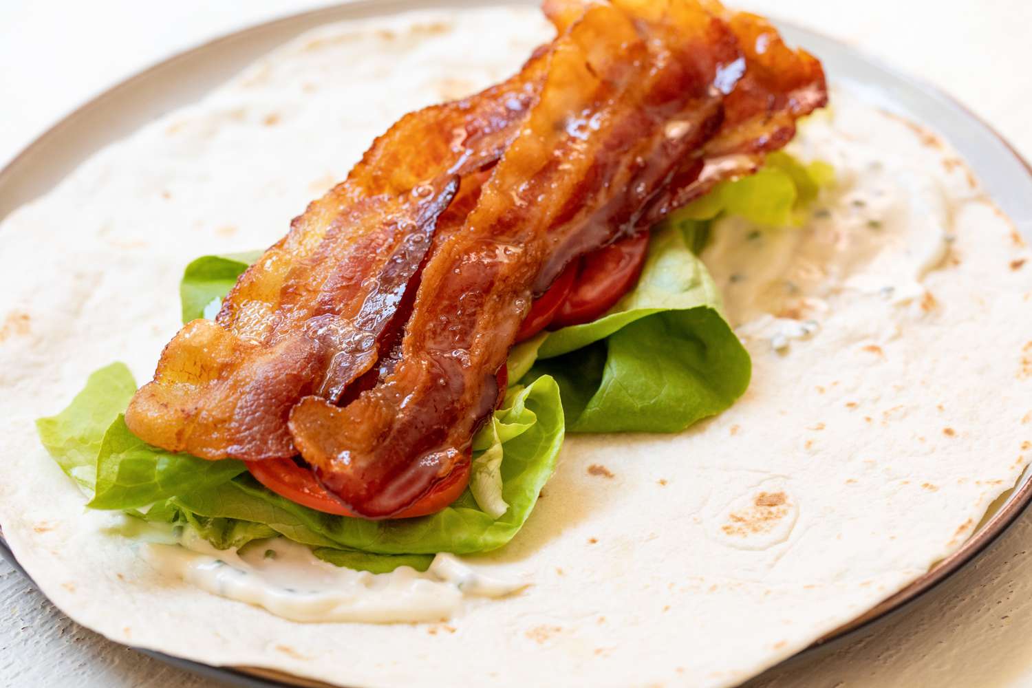Bacon Added to BLT Wraps