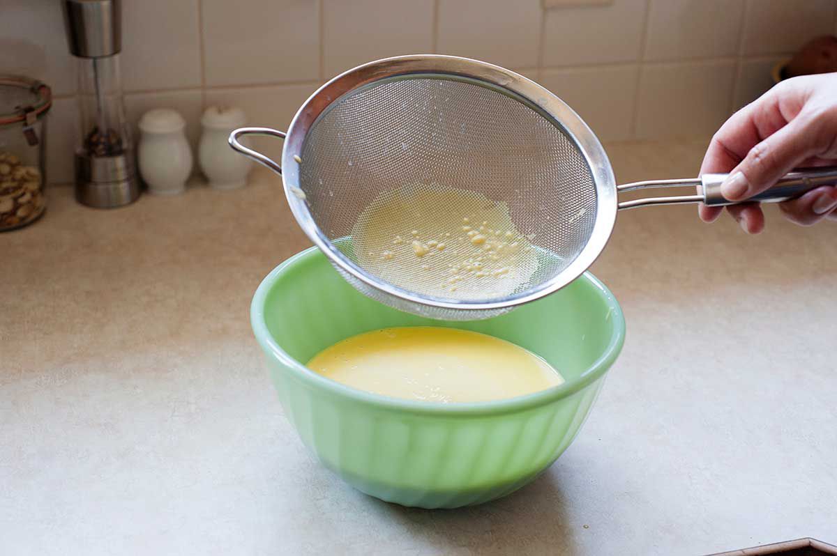 How to make Smores Ice cream - straining the custard