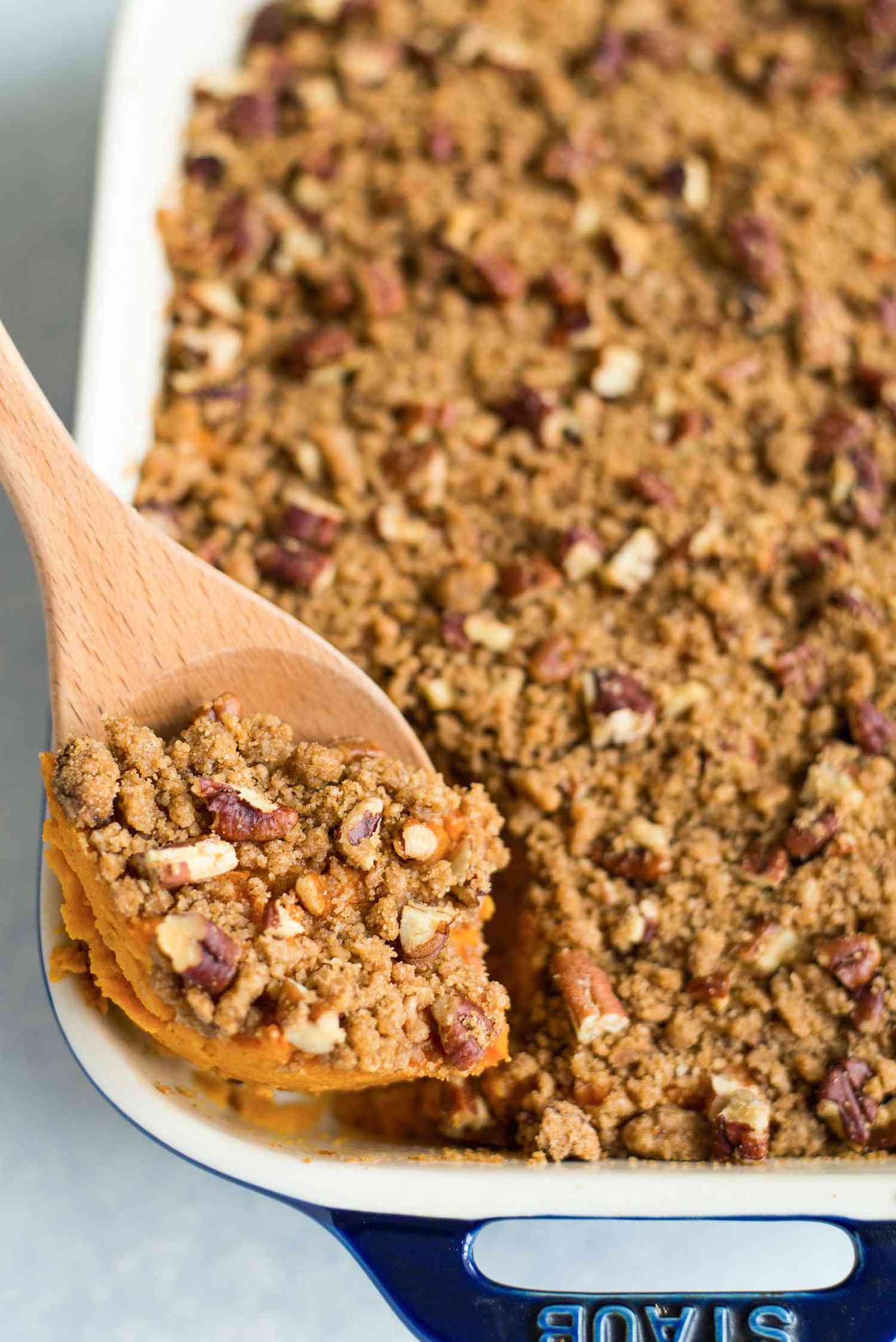 Sweet Potato Casserole with pecan topping