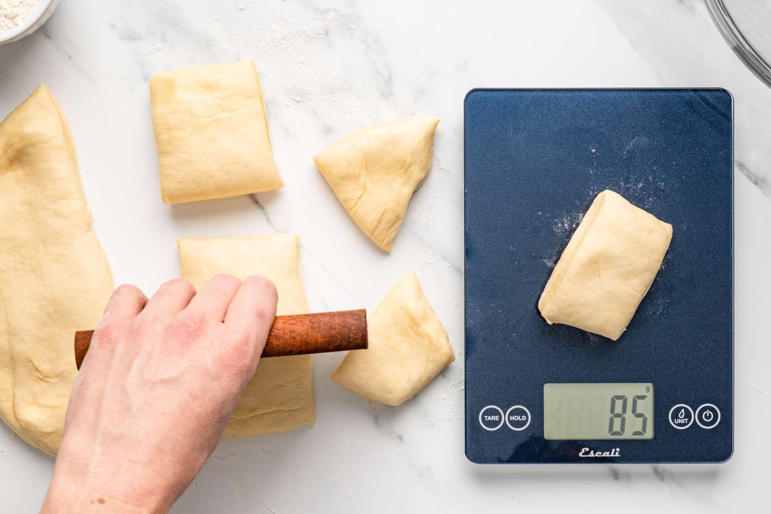 Divide the dinner roll dough