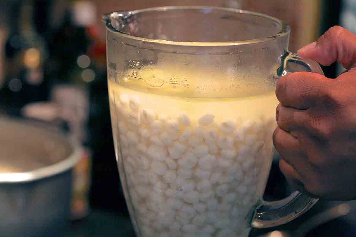 hominy in blender for posole