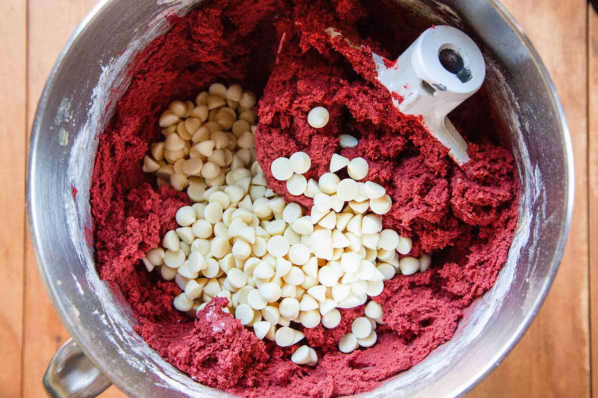 Red Velvet Cookies with Cream Cheese add the white chips