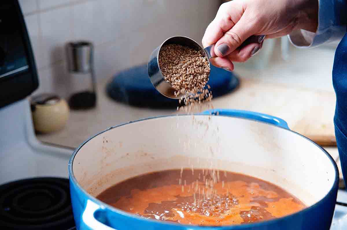 How to Make Vegan Chili add the bulgur