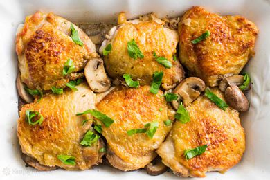 easy chicken thighs with mushrooms