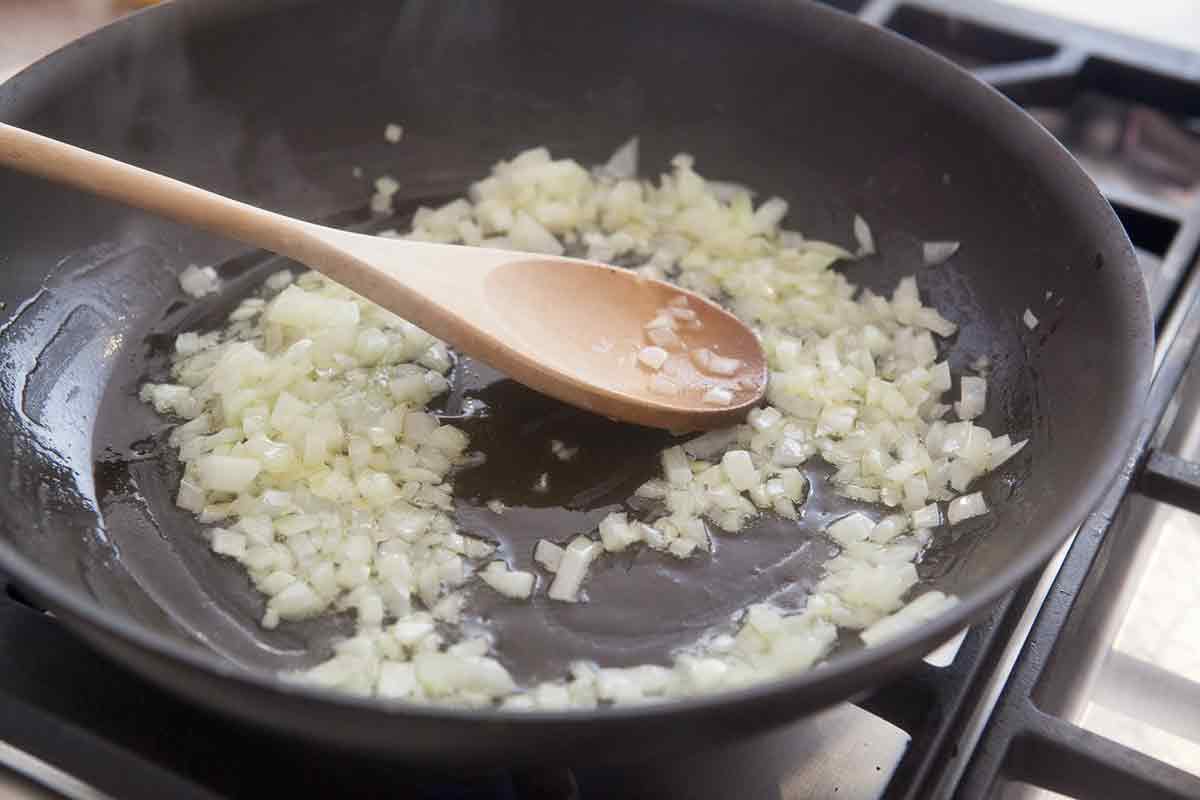 saute chopped onions 