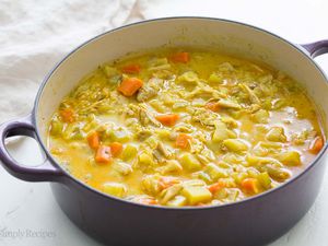 Mulligatawny Soup in a cast iron Dutch oven