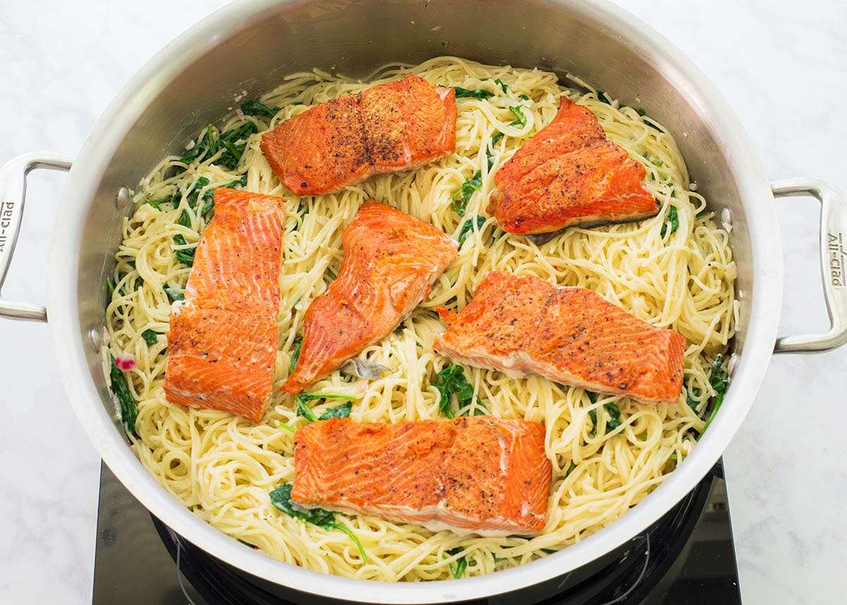 Angel Hair Pasta with Salmon Recipe add the salmon