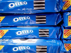 Stacks of Oreo cookie packages