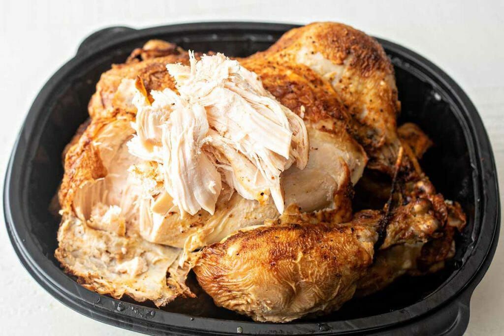 Shredded rotisserie chicken for Hatch green chili recipe