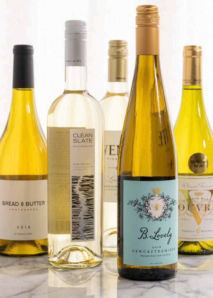 white wine bottles