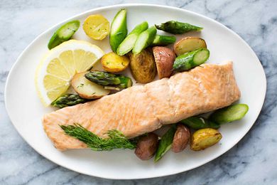 Sheet Pan Salmon with Asparagus and New Potatoes