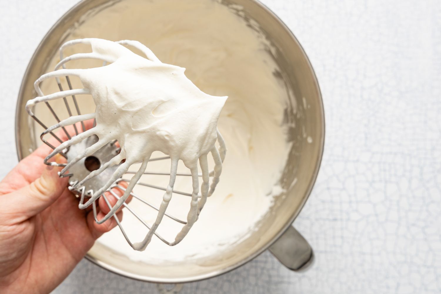 Whipped Cream on a Whisk Attachment and More in the Mixer Bowl 