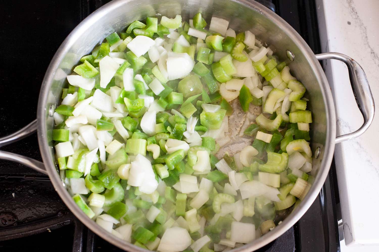 Saute veggies for shrimp creole
