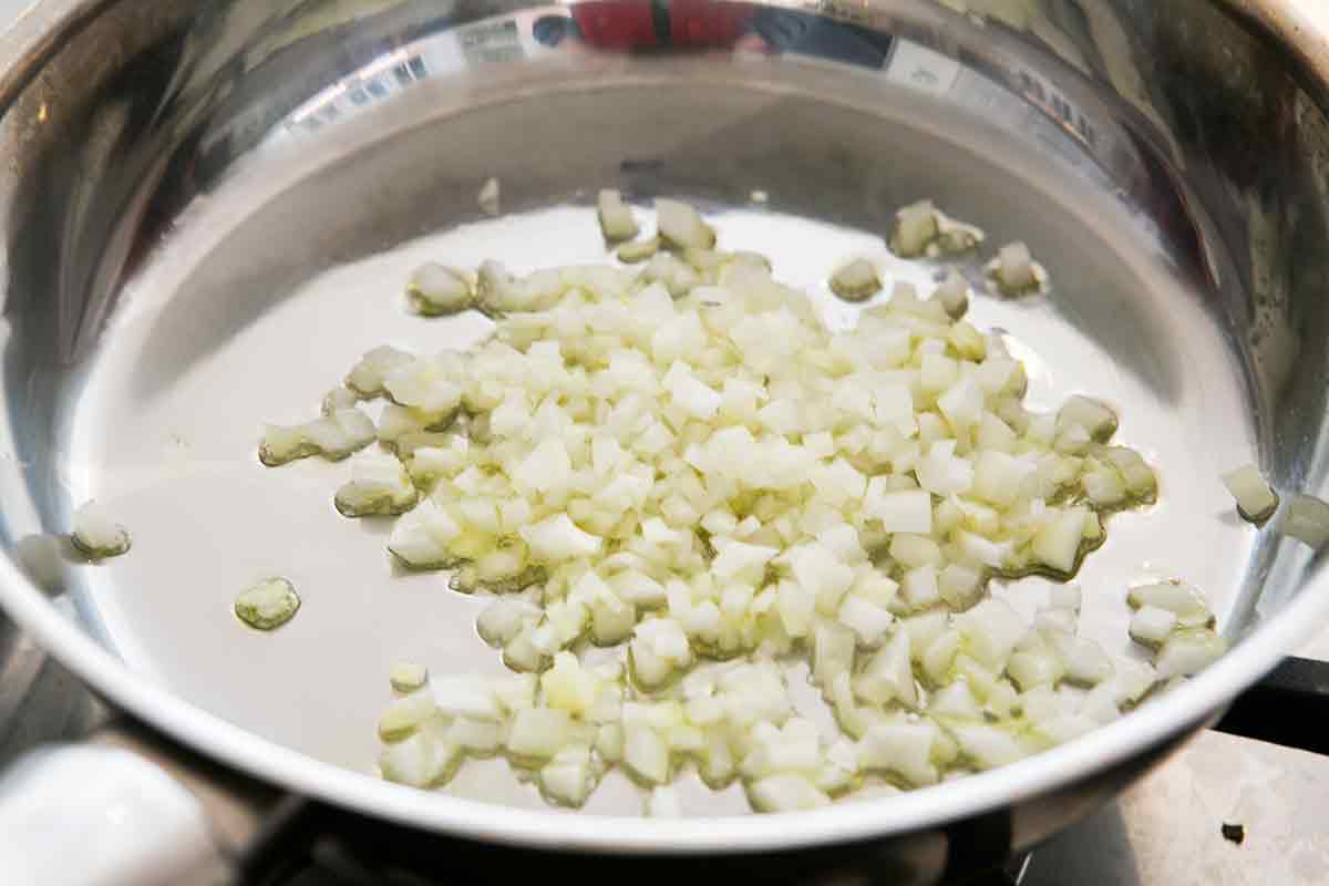 saute onions for turkey meatball tomato sauce