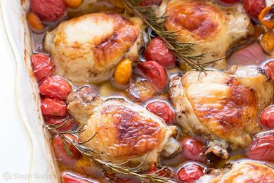 Baked Chicken thighs with Cherry Tomatoes and Garlic